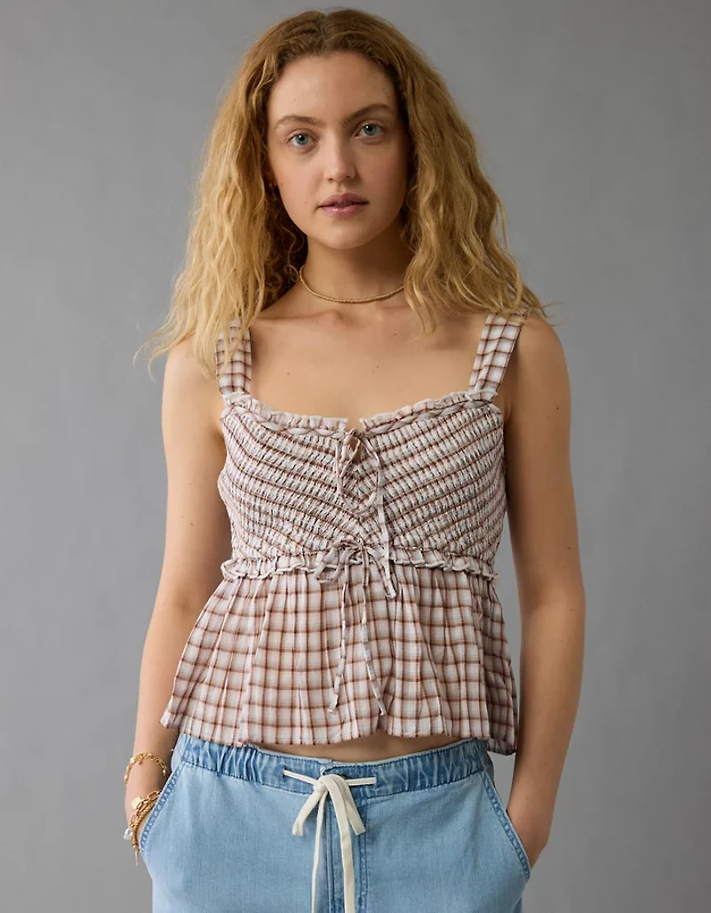 AE Smocked Babydoll Shirt