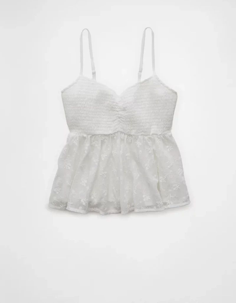 Camisole nuisette à smocks avec encolure en V AE
