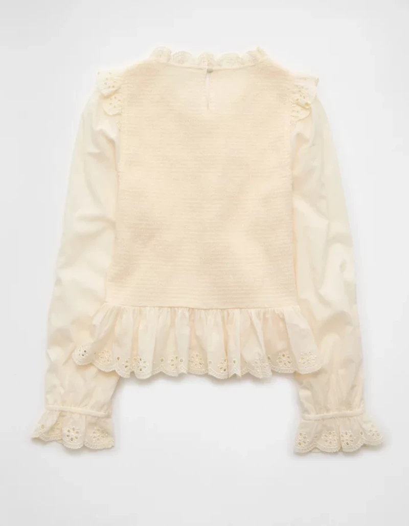 Blouse nuisette à manches longues et smocks AE