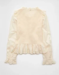 Blouse nuisette à manches longues et smocks AE