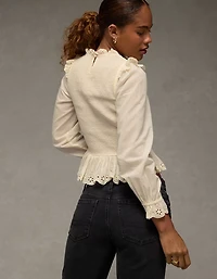 Blouse nuisette à manches longues et smocks AE