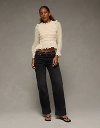 Blouse nuisette à manches longues et smocks AE
