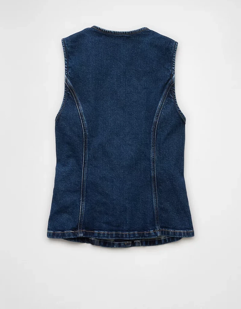 AE Crew Neck Button-Up Denim Vest