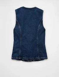 AE Crew Neck Button-Up Denim Vest