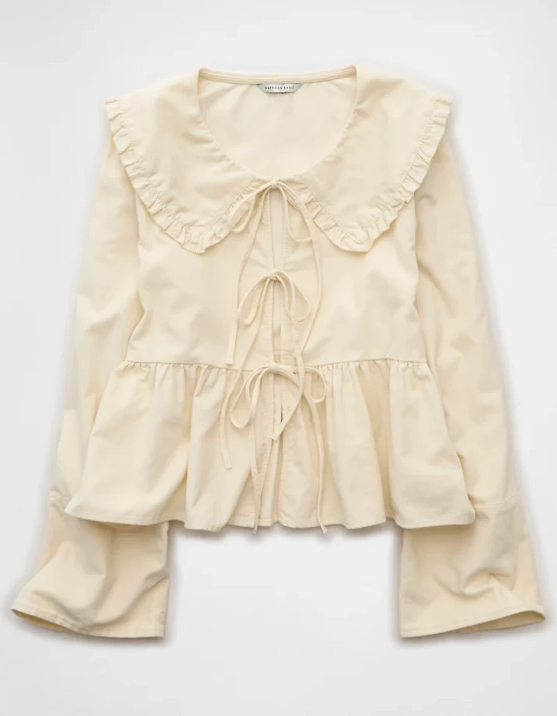 AE Long Sleeve Tie-Front Blouse