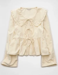 AE Long Sleeve Tie-Front Blouse