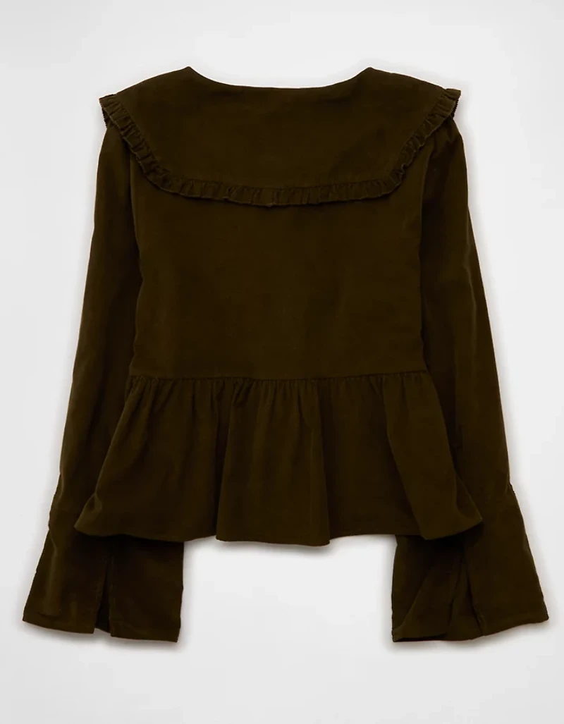 AE Long Sleeve Tie-Front Blouse