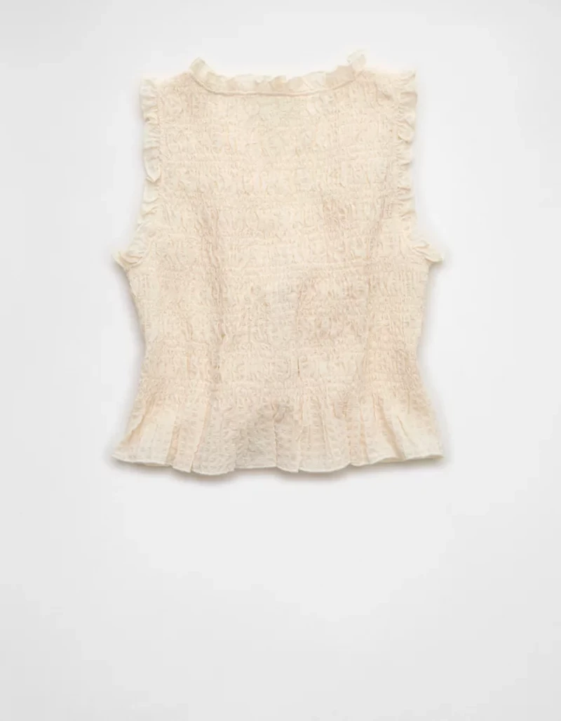 AE Tie-Front Smocked Tank Top