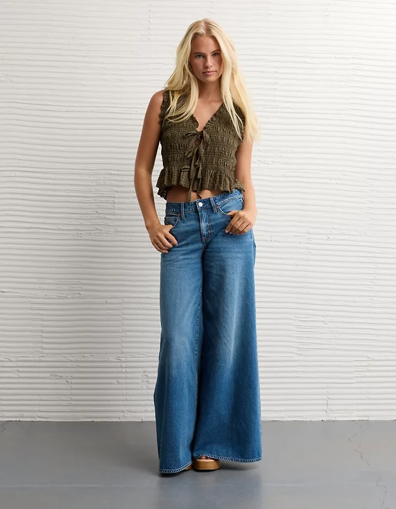 AE Tie-Front Smocked Tank Top