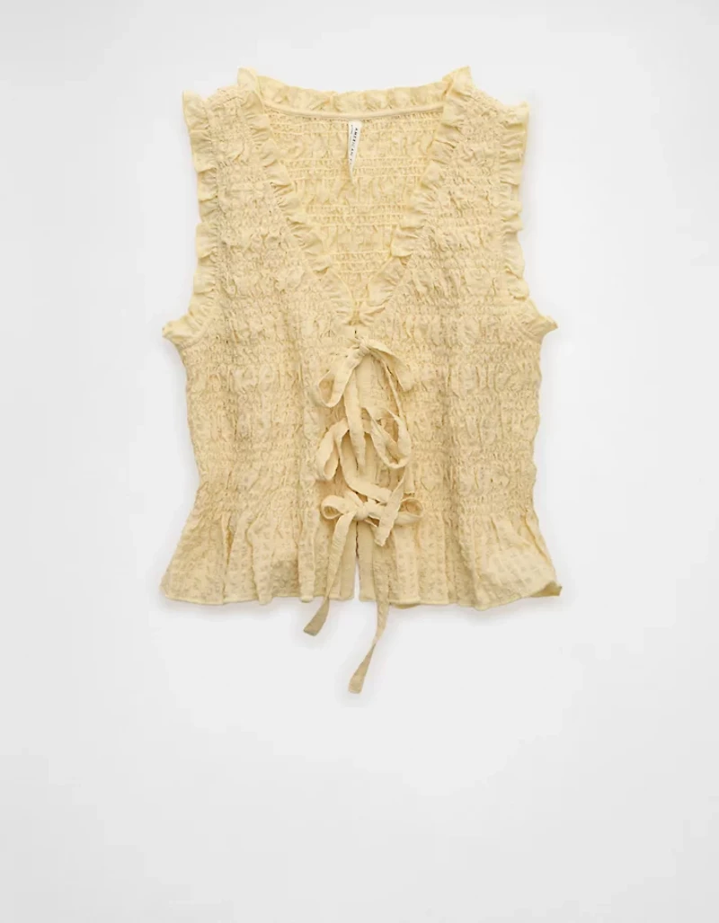 AE Tie-Front Smocked Tank Top