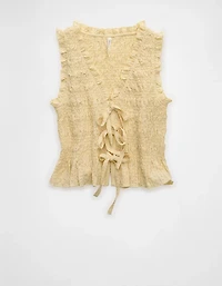 AE Tie-Front Smocked Tank Top