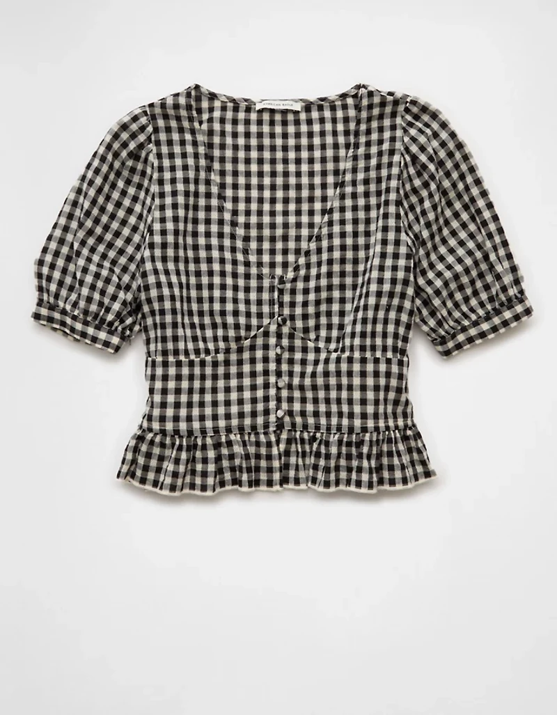 AE V-Neck Puff Sleeve Corset Shirt