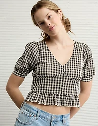 AE V-Neck Puff Sleeve Corset Shirt