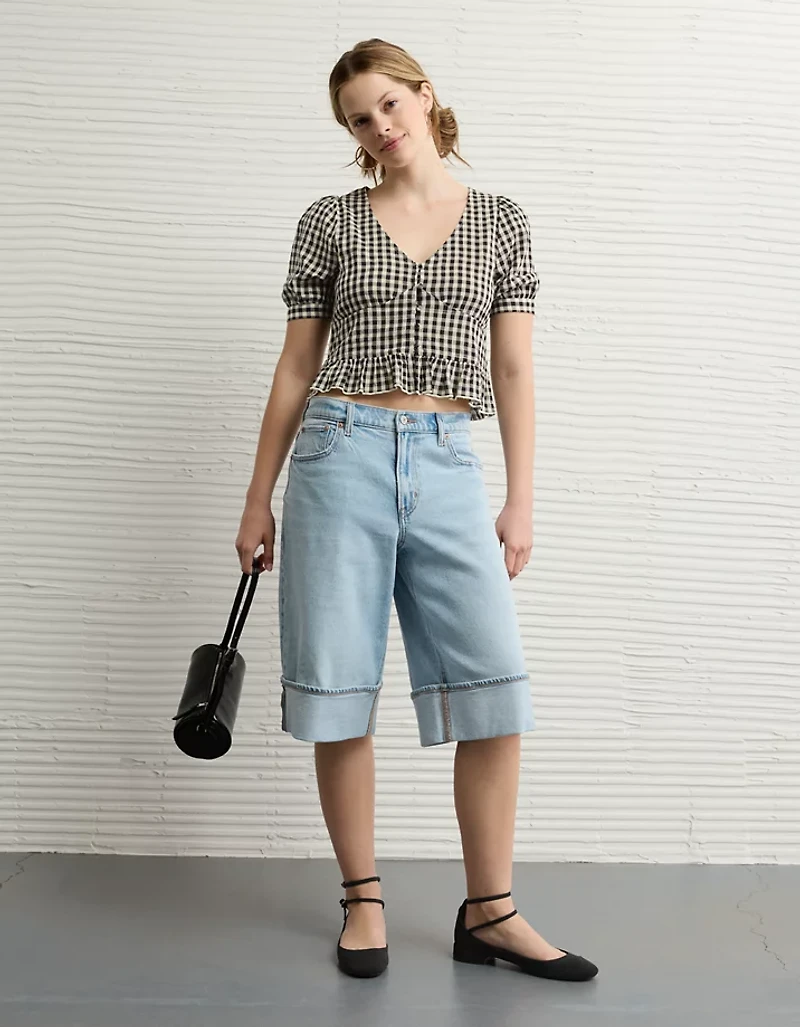 AE V-Neck Puff Sleeve Corset Shirt