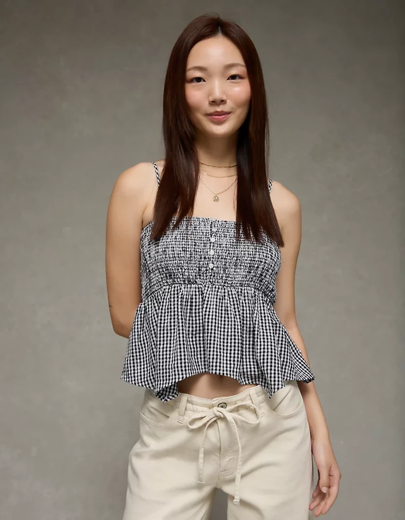 AE Handkerchief Hem Smocked Babydoll Tube Top