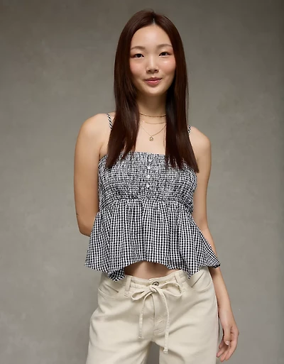 AE Handkerchief Hem Smocked Babydoll Tube Top