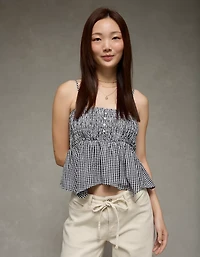 AE Handkerchief Hem Smocked Babydoll Tube Top