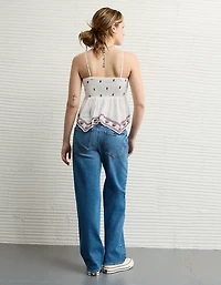 AE Handkerchief Hem Smocked Babydoll Tube Top