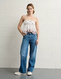 AE Handkerchief Hem Smocked Babydoll Tube Top