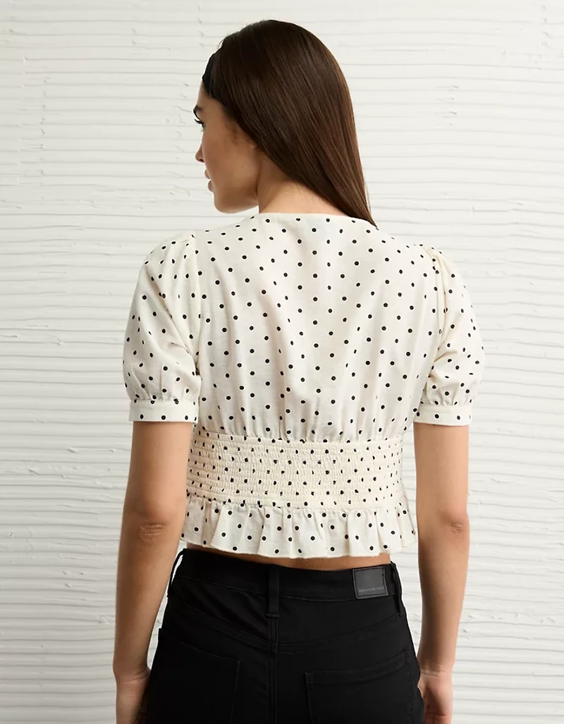 AE V-Neck Puff Sleeve Corset Shirt