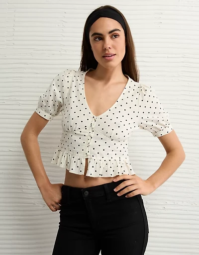 Chemisier corset à manches bouffantes et encolure en V AE