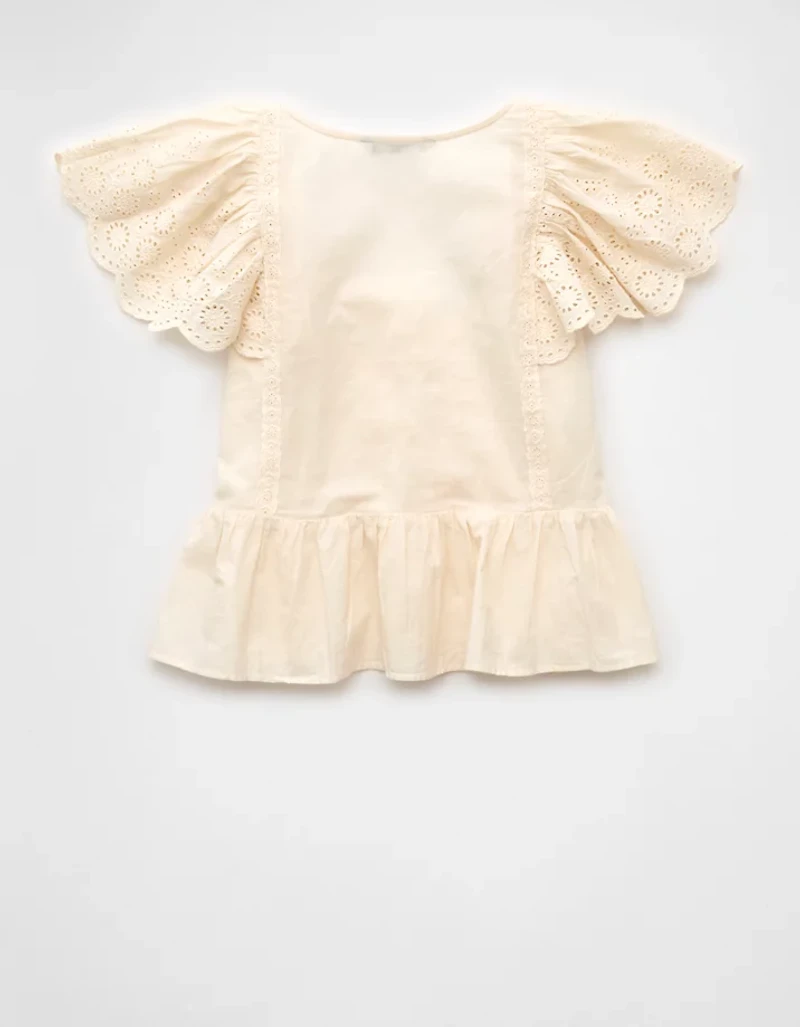 AE Cap Sleeve Eyelet Blouse