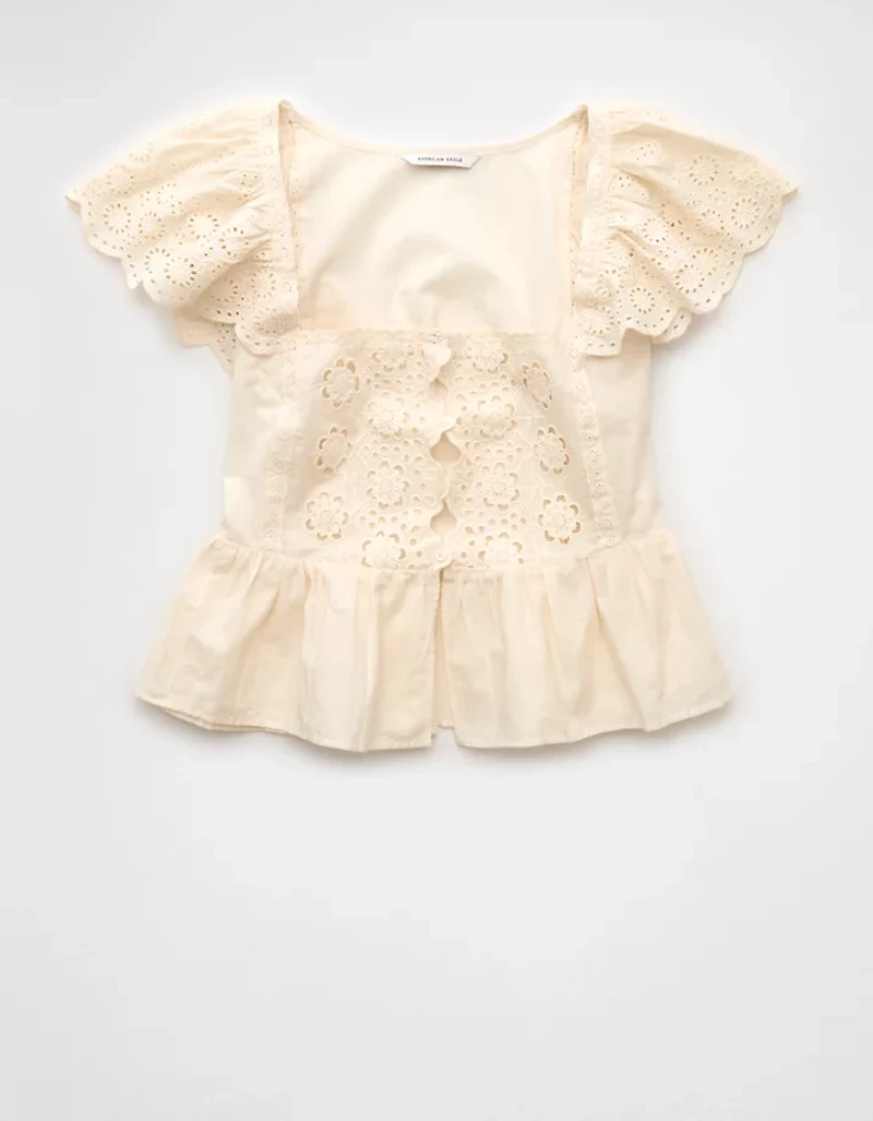 AE Cap Sleeve Eyelet Blouse