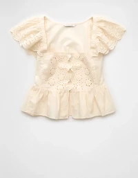 AE Cap Sleeve Eyelet Blouse
