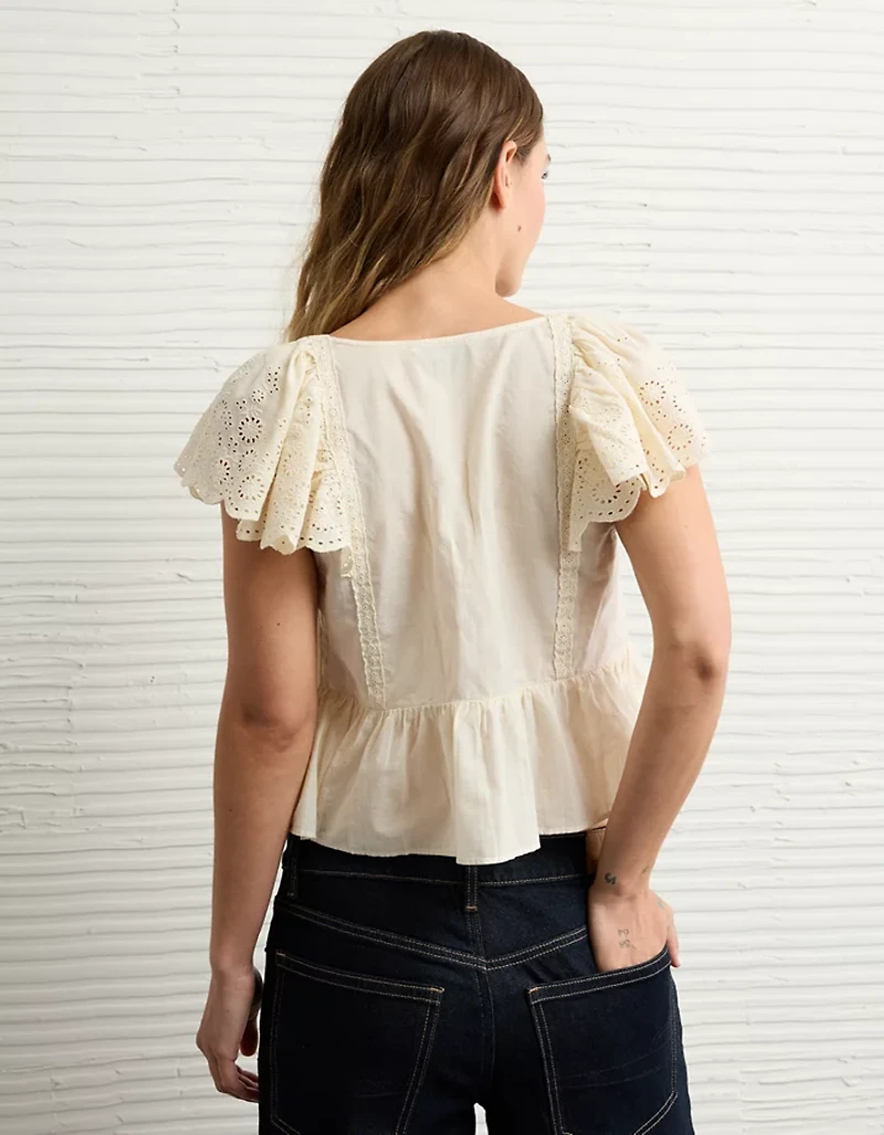 Blouse à mancherons et œillets AE