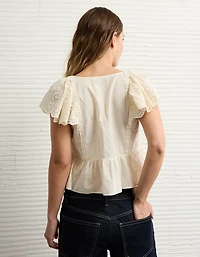 Blouse à mancherons et œillets AE