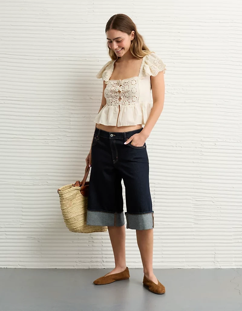 Blouse à mancherons et œillets AE