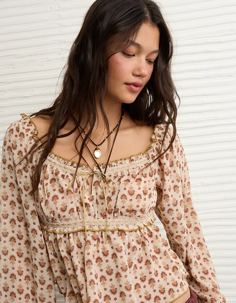 Blouse ruchée en chiffon AE