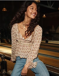 Blouse ruchée en chiffon AE