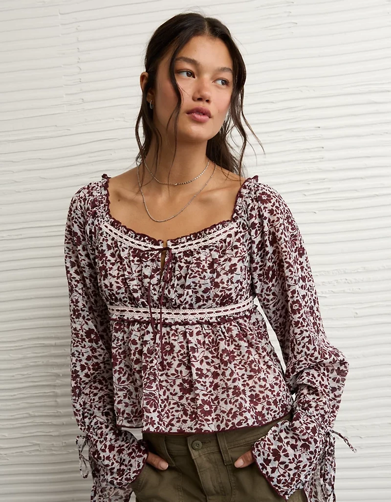 AE Chiffon Ruched Blouse