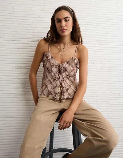 AE Ruffle Tie-Front Cami Top