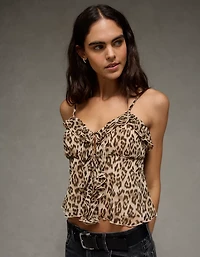 Haut camisole noué à l’avant avec volants AE