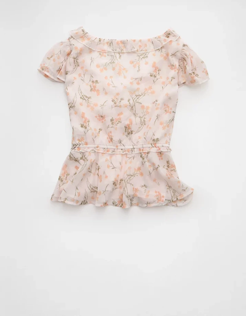 AE V-Neck Chiffon Babydoll Blouse