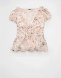 AE V-Neck Chiffon Babydoll Blouse