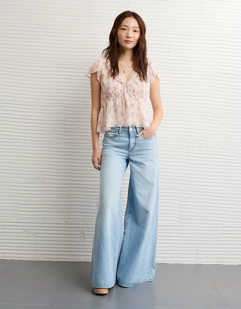 AE V-Neck Chiffon Babydoll Blouse