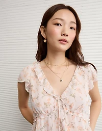 AE V-Neck Chiffon Babydoll Blouse