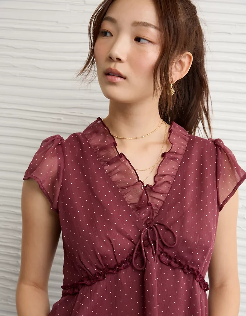 Blouse nuisette en chiffon à encolure V AE