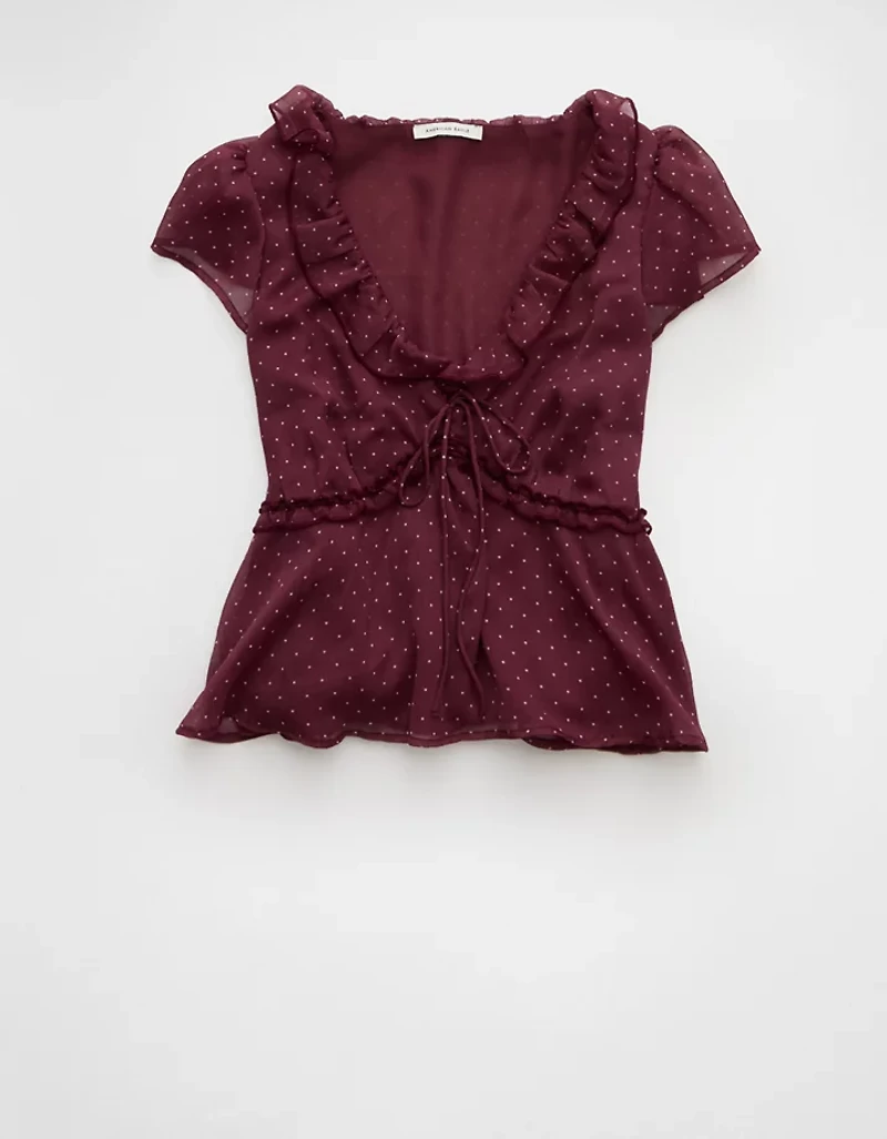 Blouse nuisette en chiffon à encolure V AE