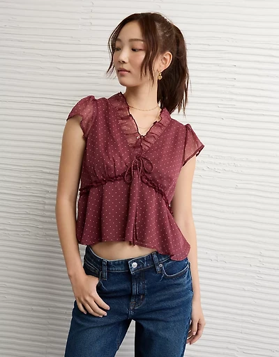 Blouse nuisette en chiffon à encolure V AE