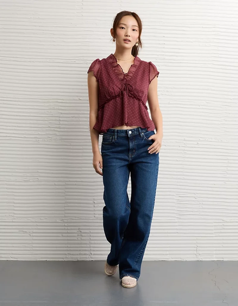 Blouse nuisette en chiffon à encolure V AE