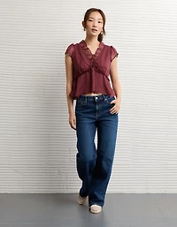 Blouse nuisette en chiffon à encolure V AE