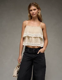 AE Chiffon Tiered Ruffle Tank Top