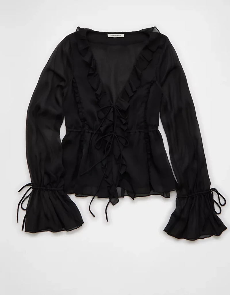 AE Chiffon Tie-Front Blouse
