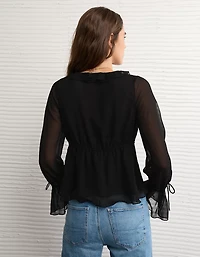 Blouse nouée à l’avant en chiffon AE