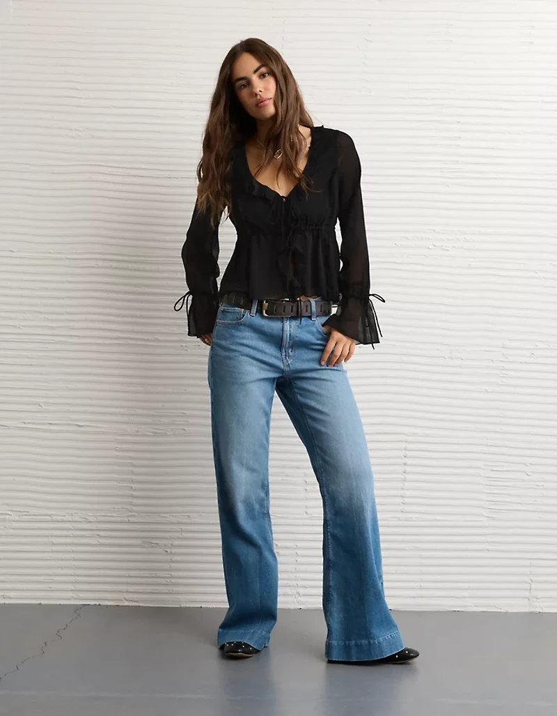 AE Chiffon Tie-Front Blouse