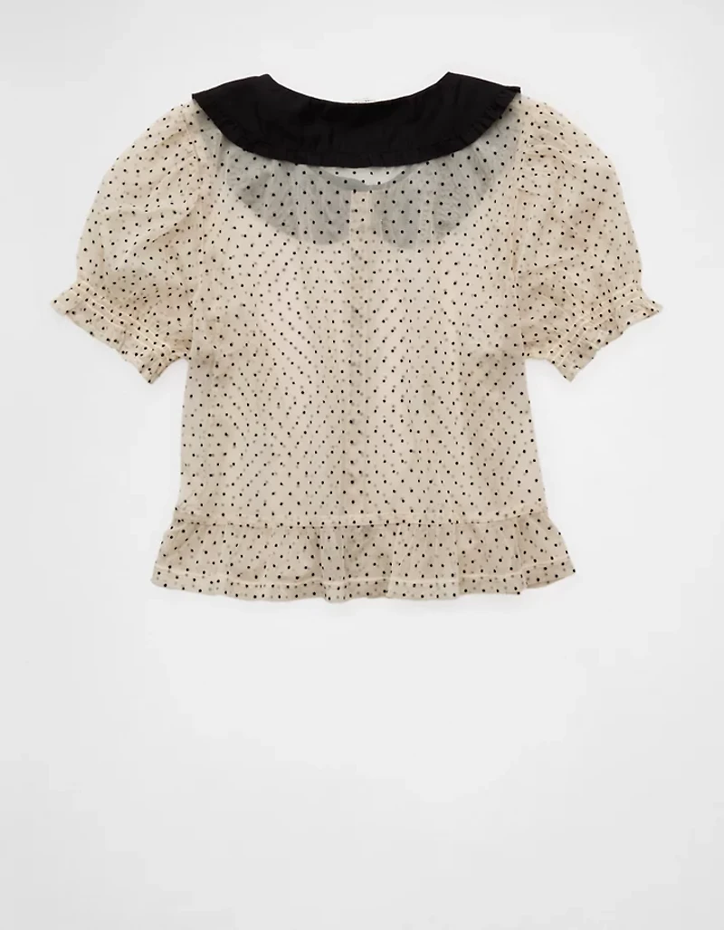 Blouse diaphane à manches courtes AE